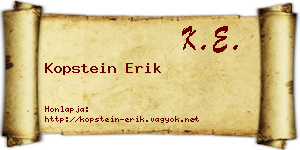 Kopstein Erik névjegykártya